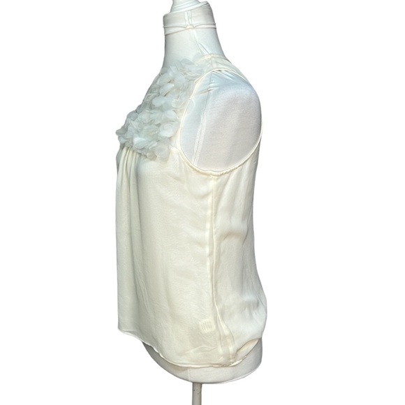 Ecru Silk 3D Floral Blouse - Picture 3 of 5